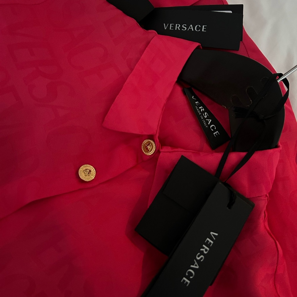 Versace Vibrant Pink Kids Button Down Shirt - Picture 3 of 3